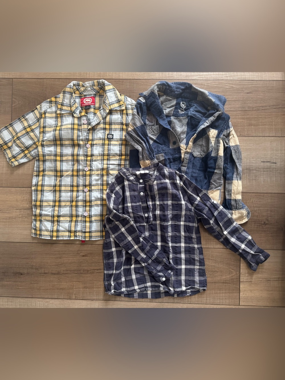 Ecko Unlimited Yellow Plaid Short Sleeve Button-Up Shirt